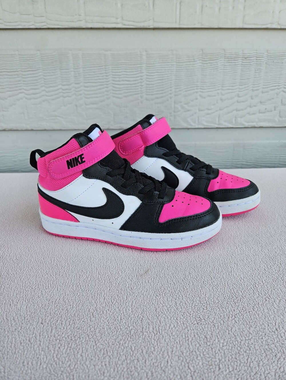 Nike Court Borough Mid 2 Hook & Loop Sneaker SZ 13C Black Pink HV0935-100